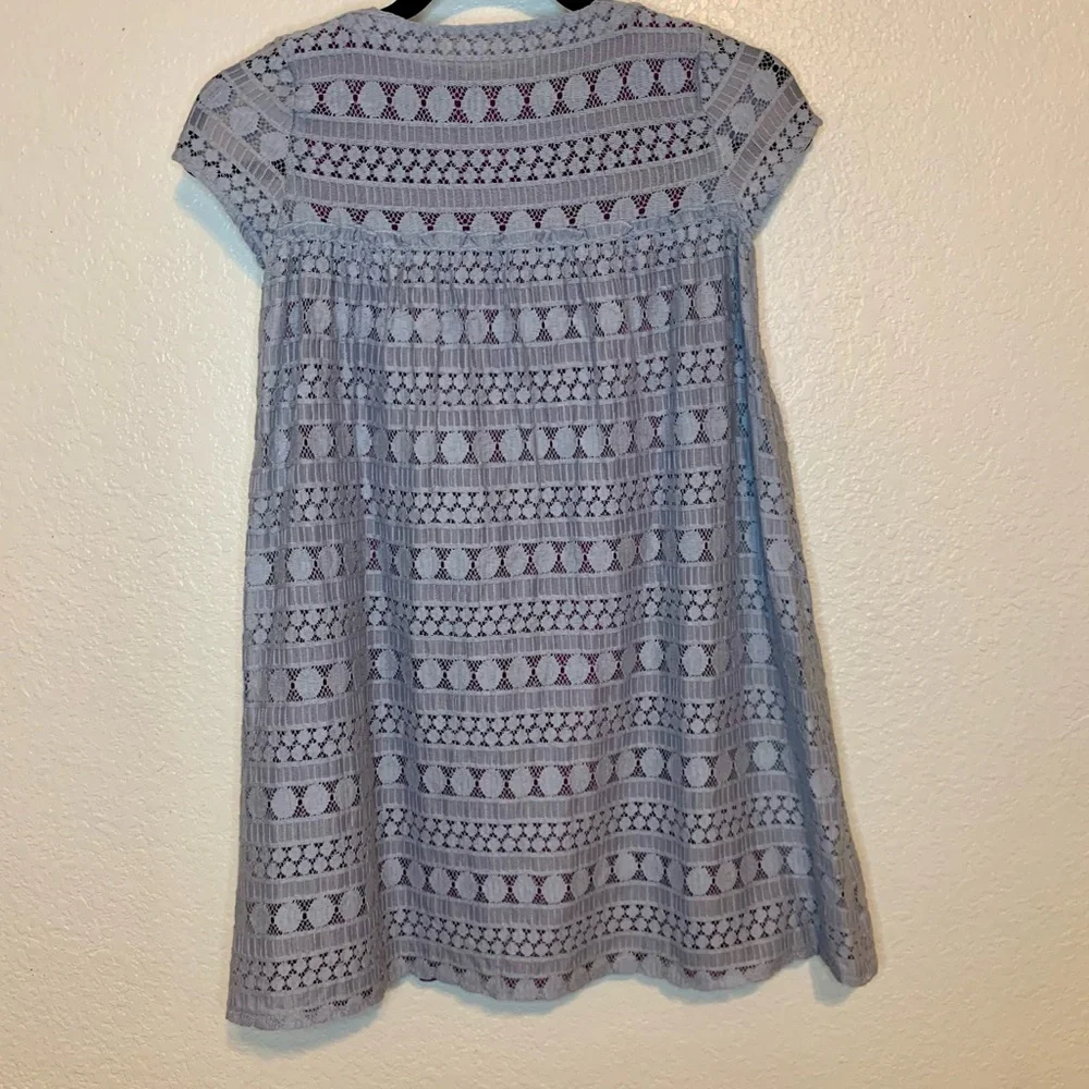 435 Matilda Jane Sovereign Lace Dress Short Sleeves Gray & Purple Girl Size 10